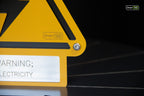 Premium safety sign “Warning: Electricity” W012 – Exclusive SmartTAB Design – CNC-Milled Aluminum Composite
