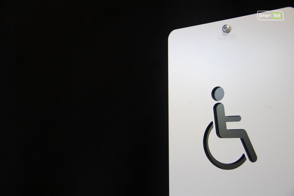 Premium Braille Accessible Restroom Sign – CNC-Milled Aluminum Composite with Tactile Disability Icon