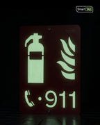 Premium safety sign “Fire Extinguisher” ISO 7010 F001 – CNC-Milled Aluminum Composite with Photoluminescent Effect
