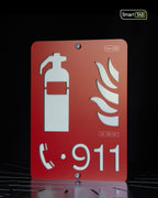 Premium safety sign “Fire Extinguisher” ISO 7010 F001 – CNC-Milled Aluminum Composite with Photoluminescent Effect