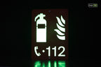 Premium safety sign “Fire Extinguisher” ISO 7010 F001 – CNC-Milled Aluminum Composite with Photoluminescent Effect