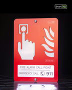 Premium safety sign “Fire Alarm Call Point” ISO 7010 F005 – CNC-Milled Aluminum Composite with Photoluminescent Effect