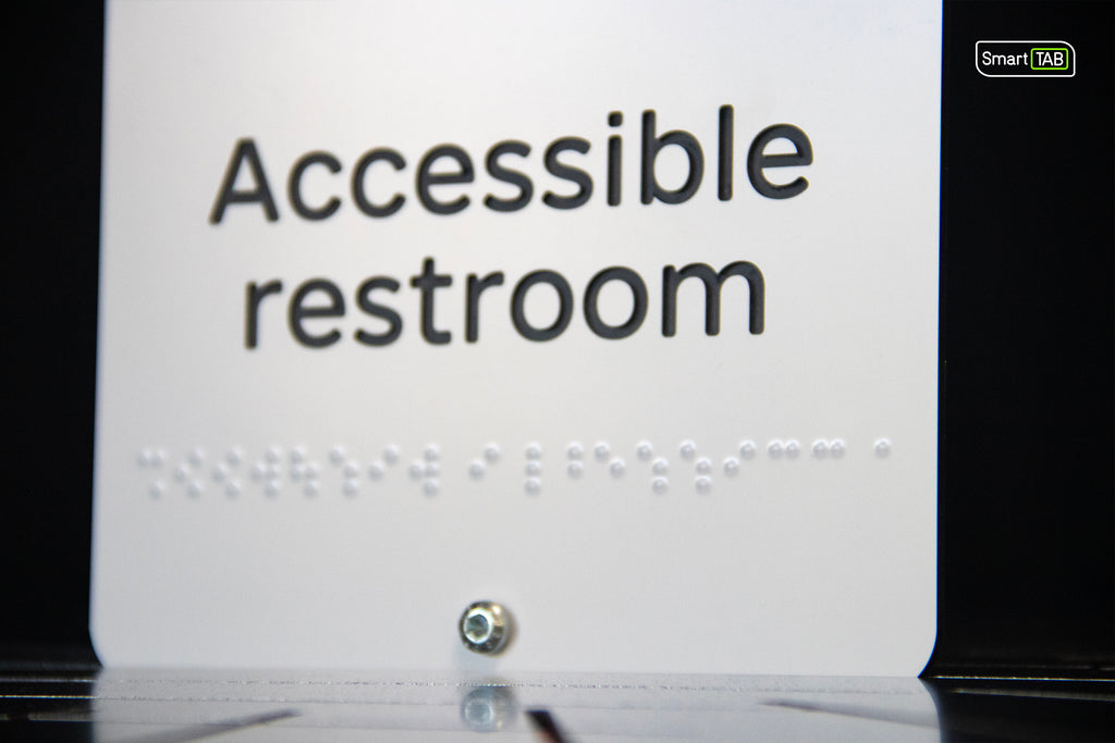 Premium Braille Accessible Restroom Sign – CNC-Milled Aluminum Composite with Tactile Disability Icon