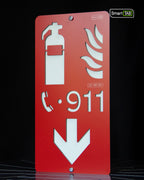 Premium safety sign “Fire Extinguisher” ISO 7010 F001 – CNC-Milled Aluminum Composite with Photoluminescent Effect