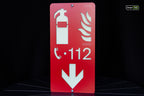 Premium safety sign “Fire Extinguisher” ISO 7010 F001 – CNC-Milled Aluminum Composite with Photoluminescent Effect