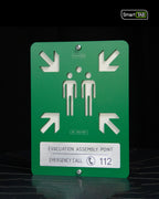 Premium safety sign “Evacuation Assembly Point” ISO 7010 E007 – CNC-Milled Aluminum Composite with Photoluminescent Effect