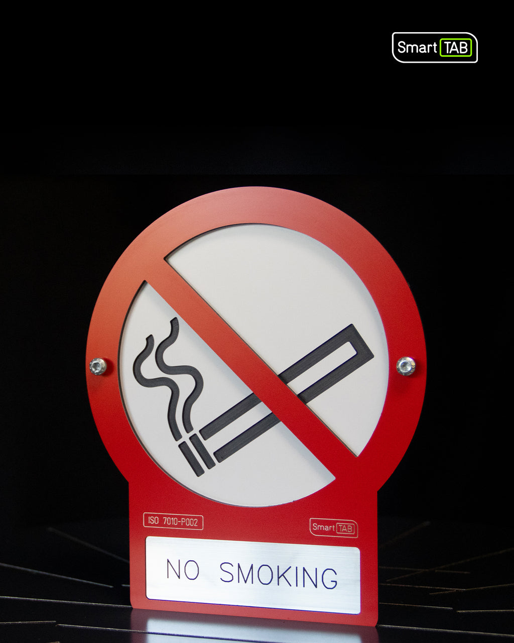 Premium safety sign “No Smoking” ISO 7010 P002 – CNC-Milled Aluminum Composite