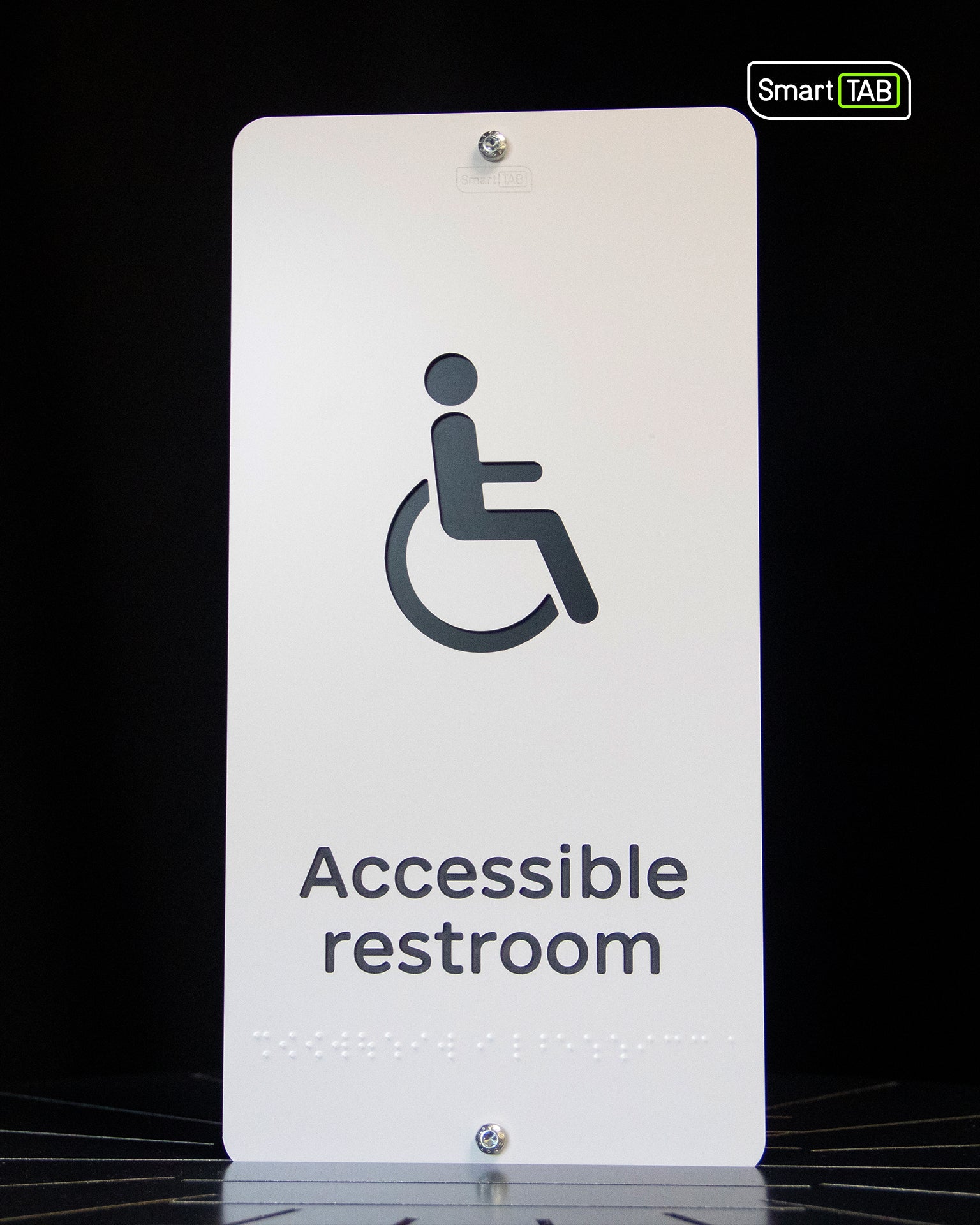 Premium Braille Accessible Restroom Sign – CNC-Milled Aluminum Composite with Tactile Disability Icon
