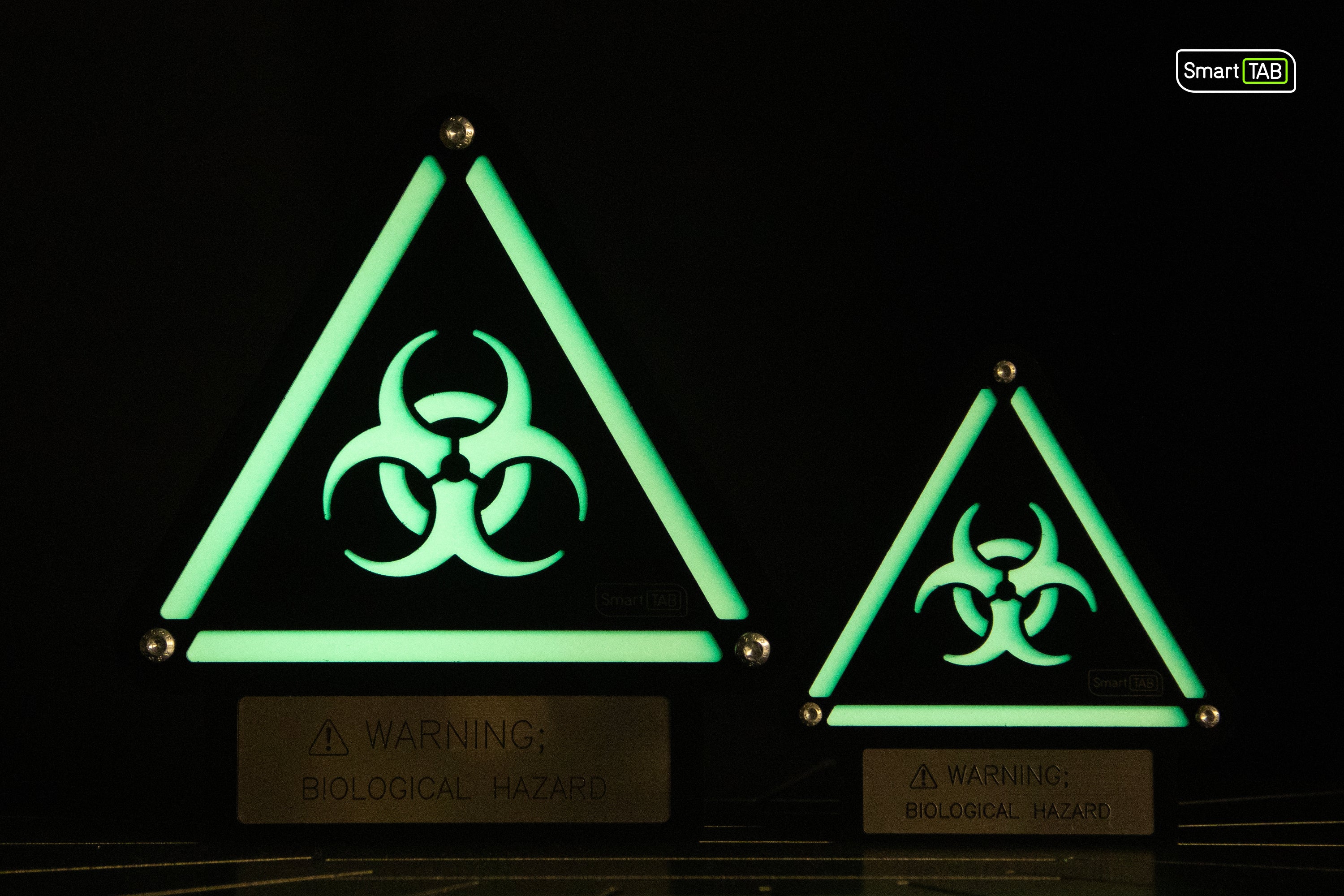 Custom Biohazard Sign – Stylish Phosphorescent Wall Art | CNC-Milled Aluminum Composite