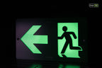 Premium safety sign “Emergency Exit” ISO 7010 E001/E002 – CNC-Milled Aluminum Composite with Photoluminescent Effect