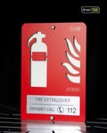Premium safety sign “Fire Extinguisher” ISO 7010 F001 – CNC-Milled Aluminum Composite with Photoluminescent Effect