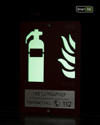 Premium safety sign “Fire Extinguisher” ISO 7010 F001 – CNC-Milled Aluminum Composite with Photoluminescent Effect